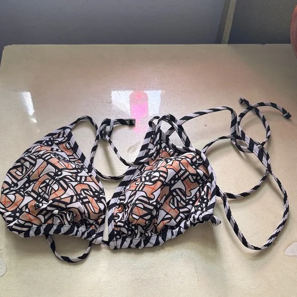 Burberry Black and Orange Patterned Bikini Top - Picture 1 of 1